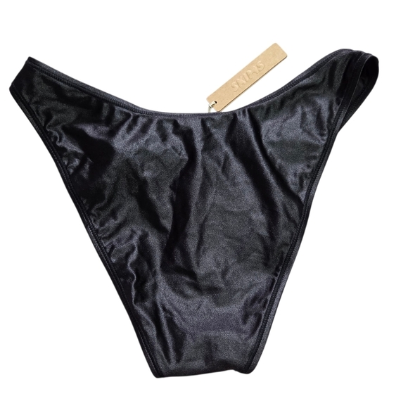 Skims Shine Swim Tanga Bikini Bottom Panty One Piece Onyx Black Small NWT - Picture 5 of 7